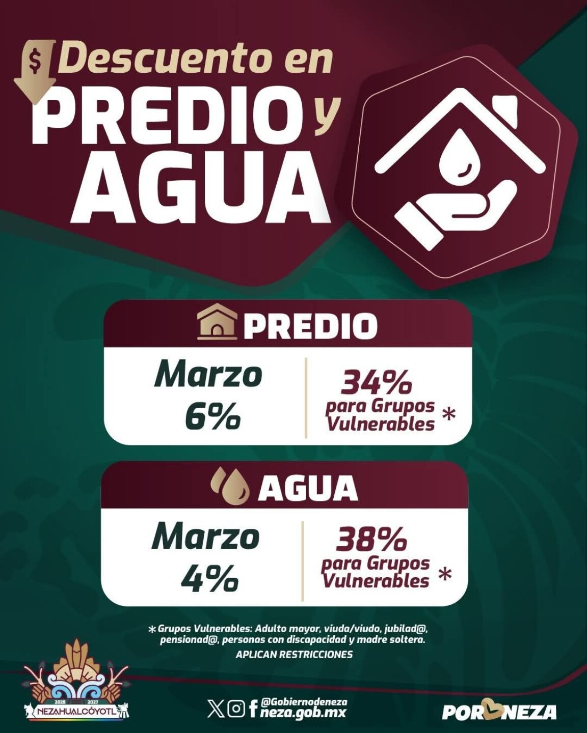 Descuento en Predio y Agua en Nezahualcóyotl