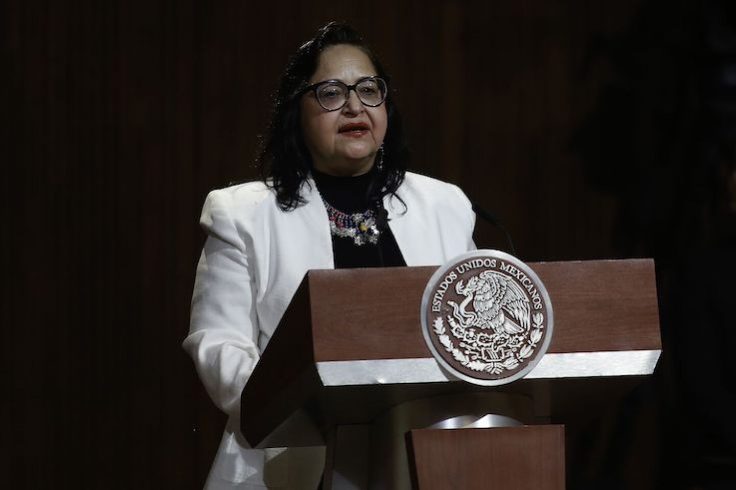 Norma Lucia Piña Hernández, Ministra Presidenta de la Suprema Corte de Justicia de la Nación  durante ceremonia por el 106 Aniversario de la Promulgación de la Constitución Política de los Estados Unidos Mexicanos.