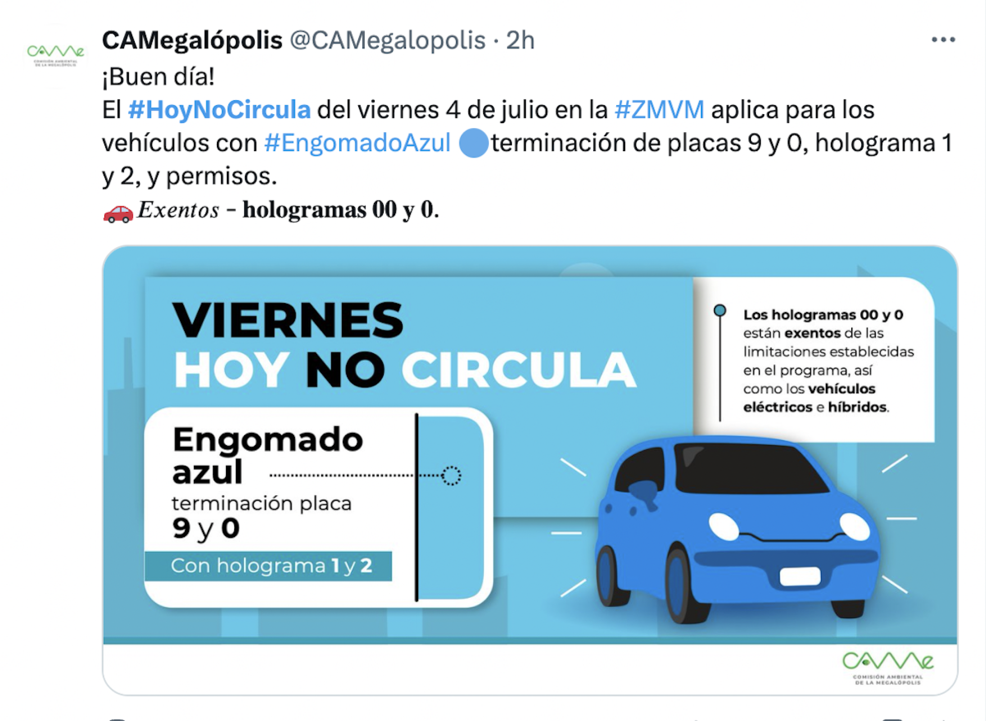 Restricciones del Hoy No Circula para el viernes