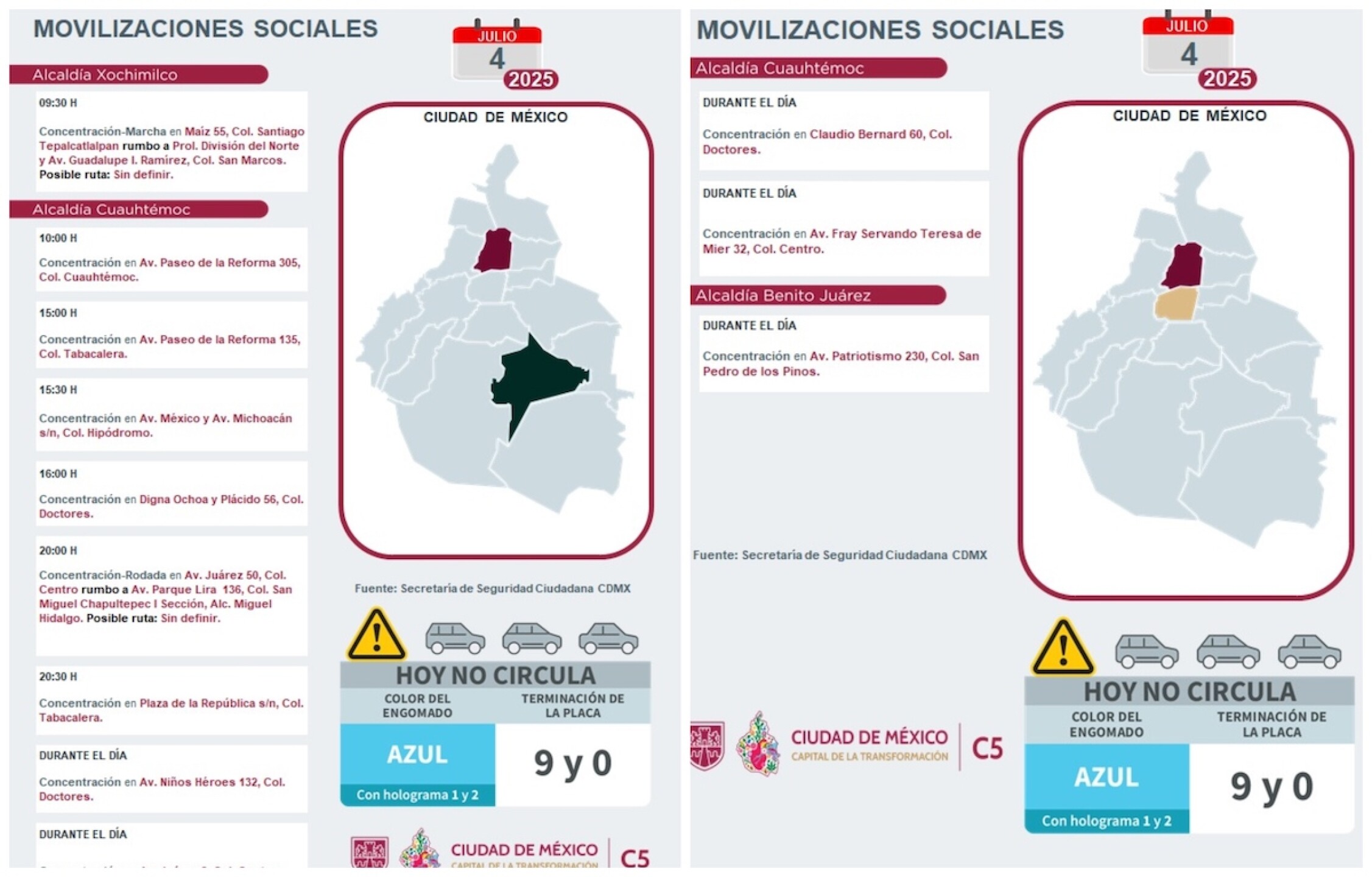 agenda de movilizaciones del 4 de julio