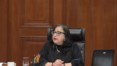 La ministra presidenta, Norma Piña, durante la sesión en la SCJN en la que se invalida la primera parte del Plan B que recorta presupuesto y facultades al INE.