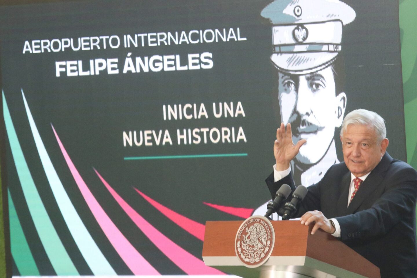 Andrés Manuel López Obrador, Presidente de México; durante la mañanera que se realizó en las nuevas instalaciones del Aeropuerto Internacional Felipe Ángeles (AIFA).