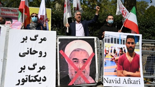 BRITAIN-IRAN-EXECUTION-WRESTLING-POLITICS-PROTEST