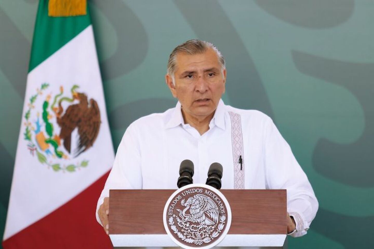 Adán Augusto López, secretario de Gobernación (SEGOB), durante la conferencia mañanera en Colima.