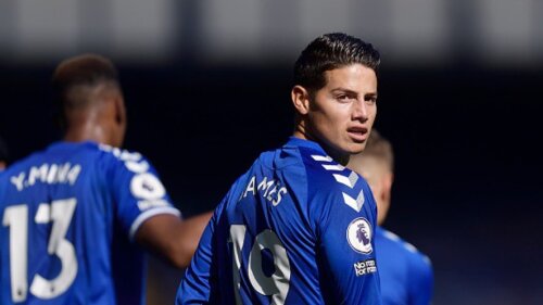 James Rodríguez marca su primer gol con el Everton