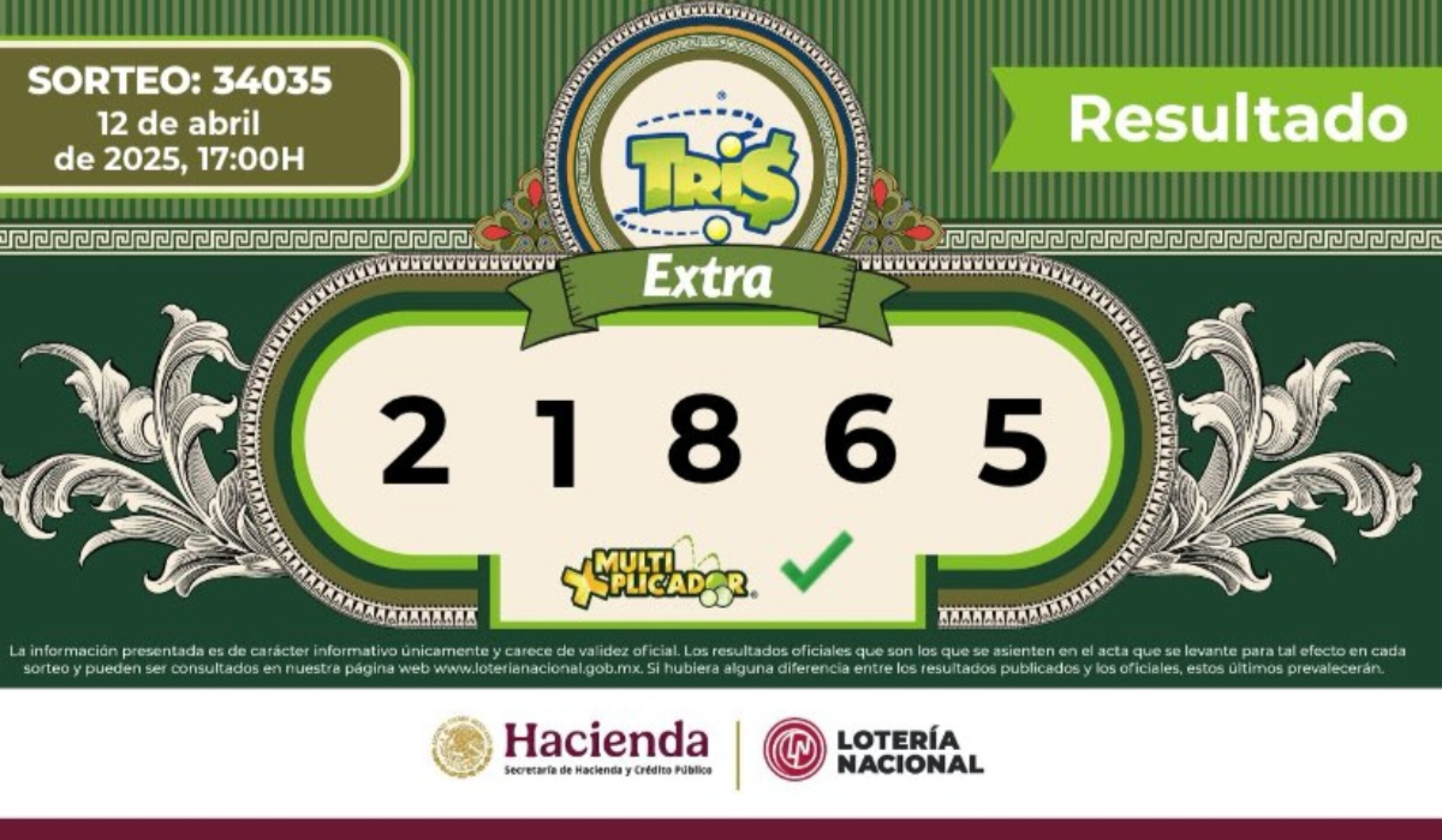 Sorteo Resultados Sorteo Tris: números ganadores de hoy 12 de abril de 2025