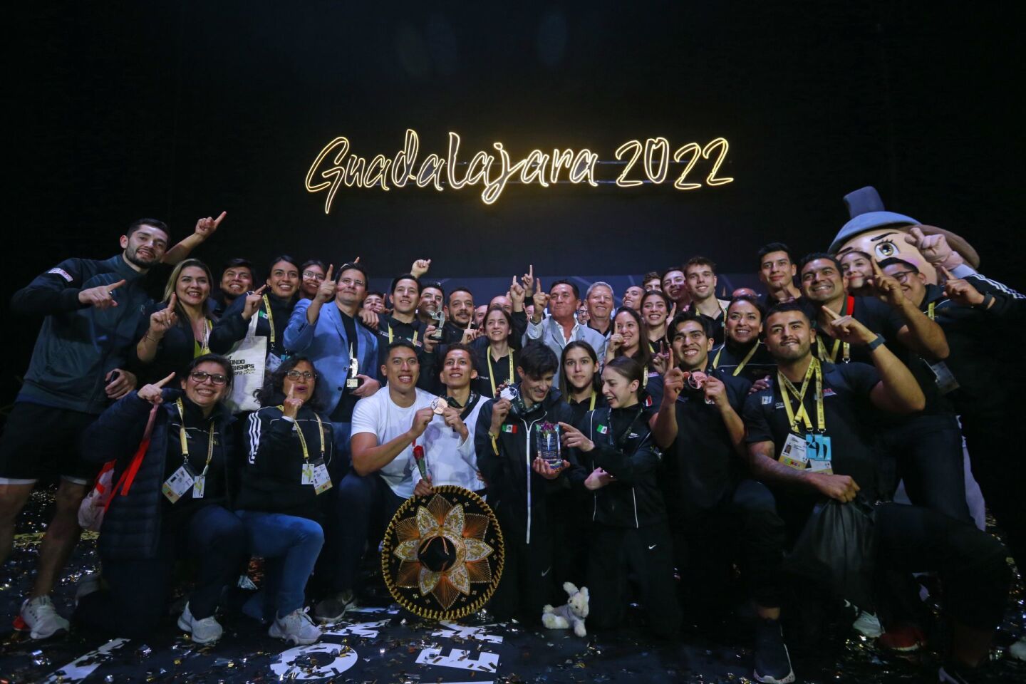 Fotografía general durante la la Clausura del Campeonato Mundial de Taekwondo Guadalajara 2022, que se lleva a cabo en el Complejo Acuático de Guadalajara.