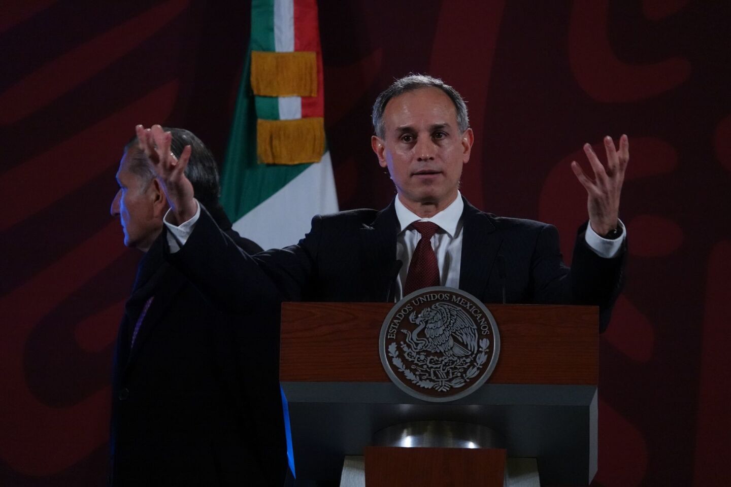 Hugo López-Gatell durante la conferencia matutina en Palacio Nacional.