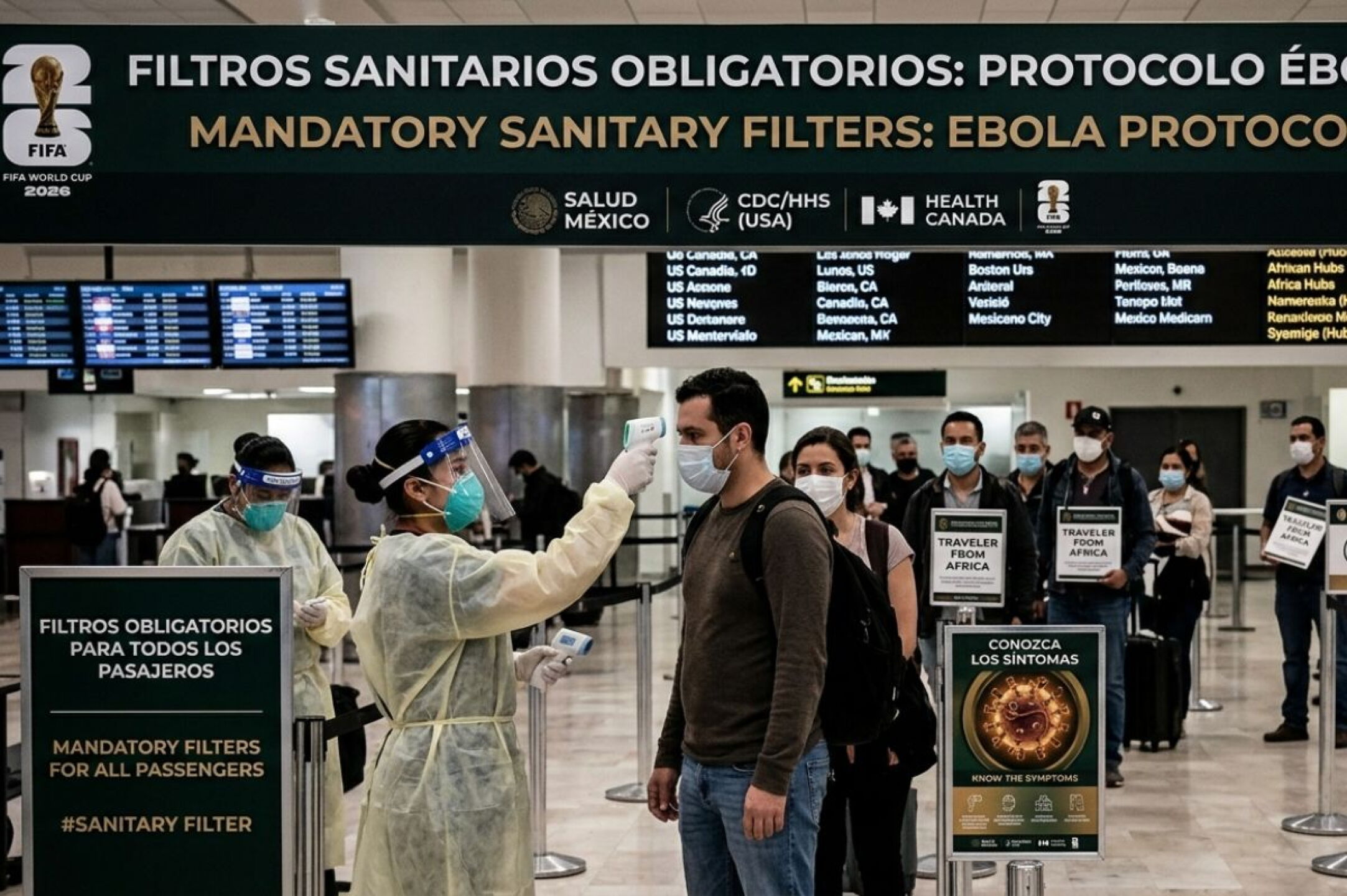 méxico estados unidos canadá anuncian filtros sanitarios por ébola mundial 2026