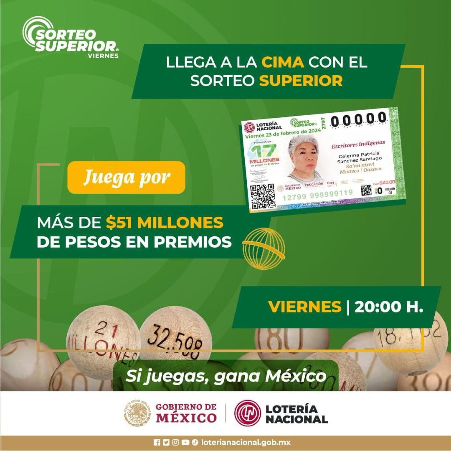 Sorteo Sorteo Superior 2797: ver resultados en vivo de la Lotería Nacional