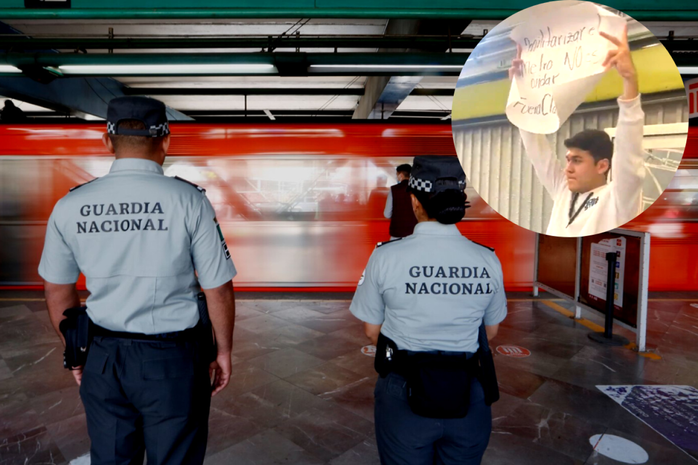 manifestante en el Metro