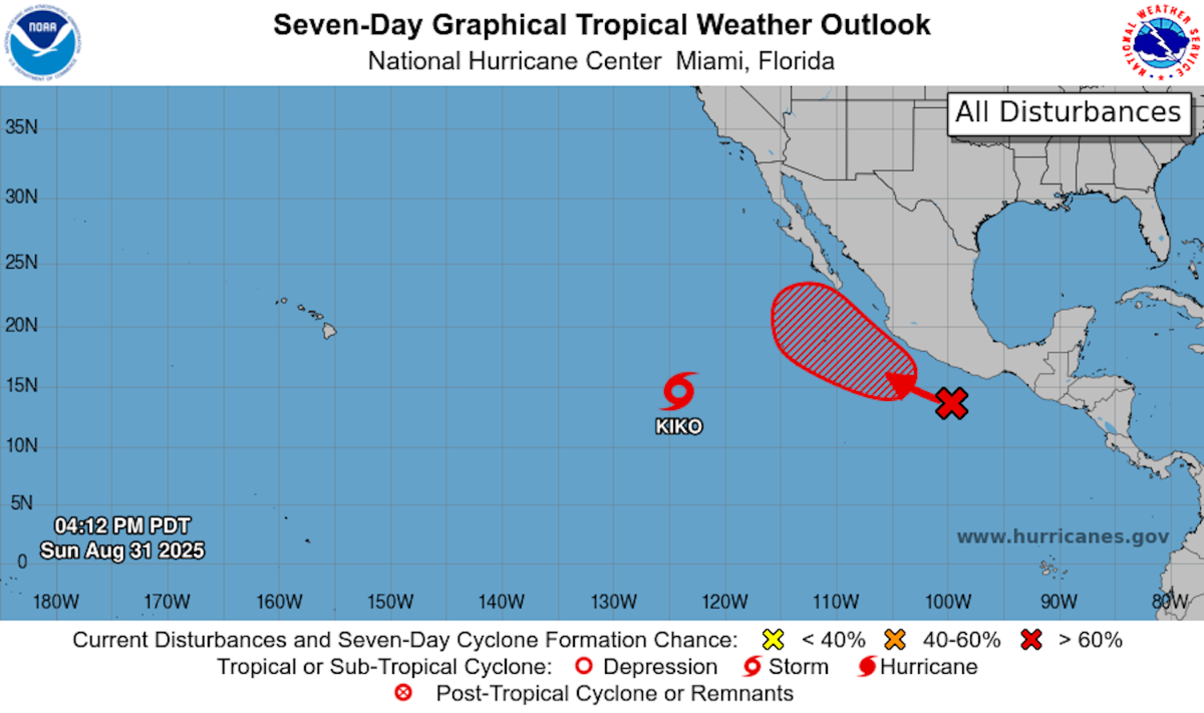 tormenta tropical Kiko en el Pacífico