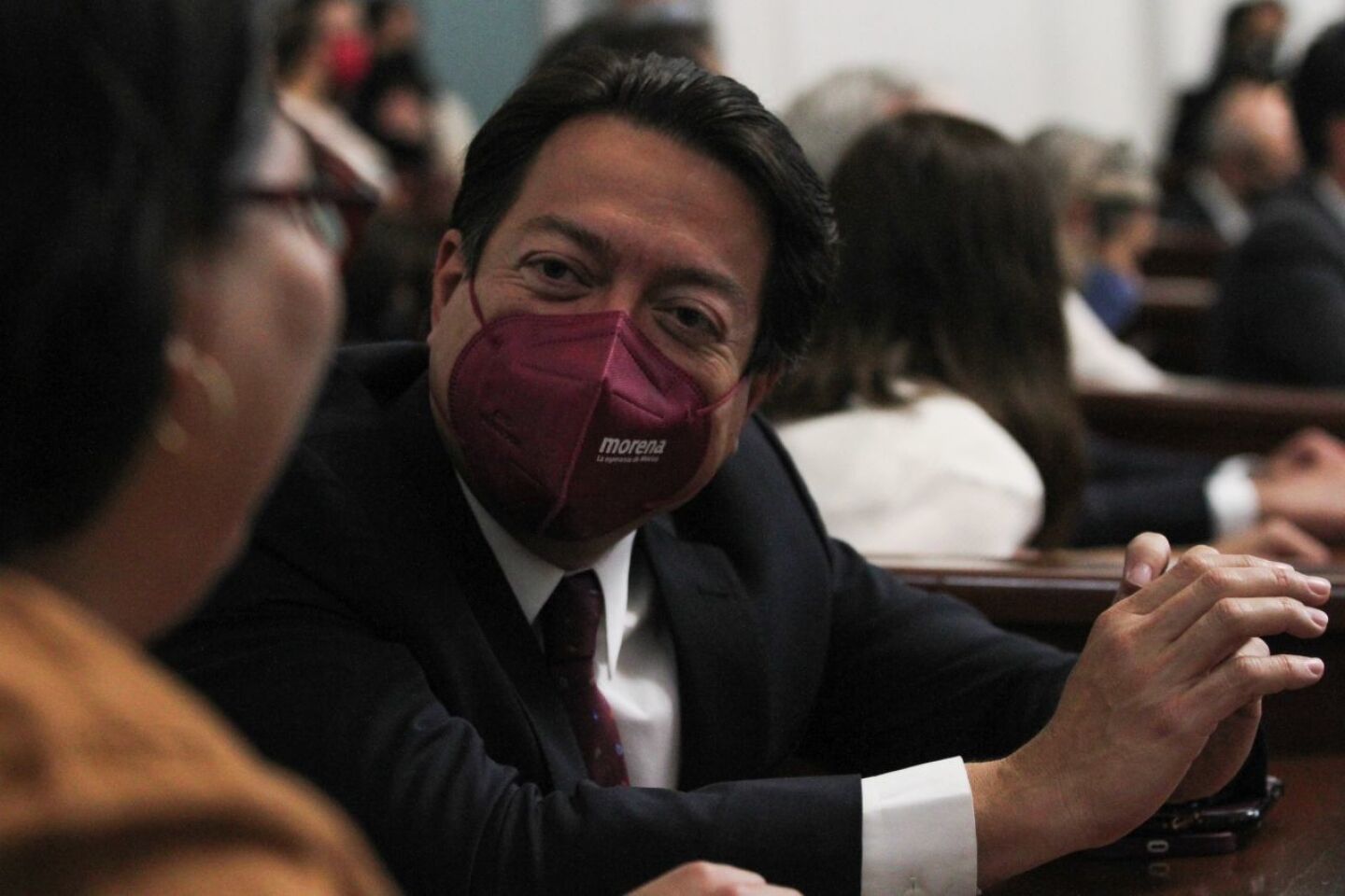 El diputado Mario Delgado durante el Tercer Informe de Claudia Sheinbaum, jefa de Gobierno, en el Congreso de la Ciudad