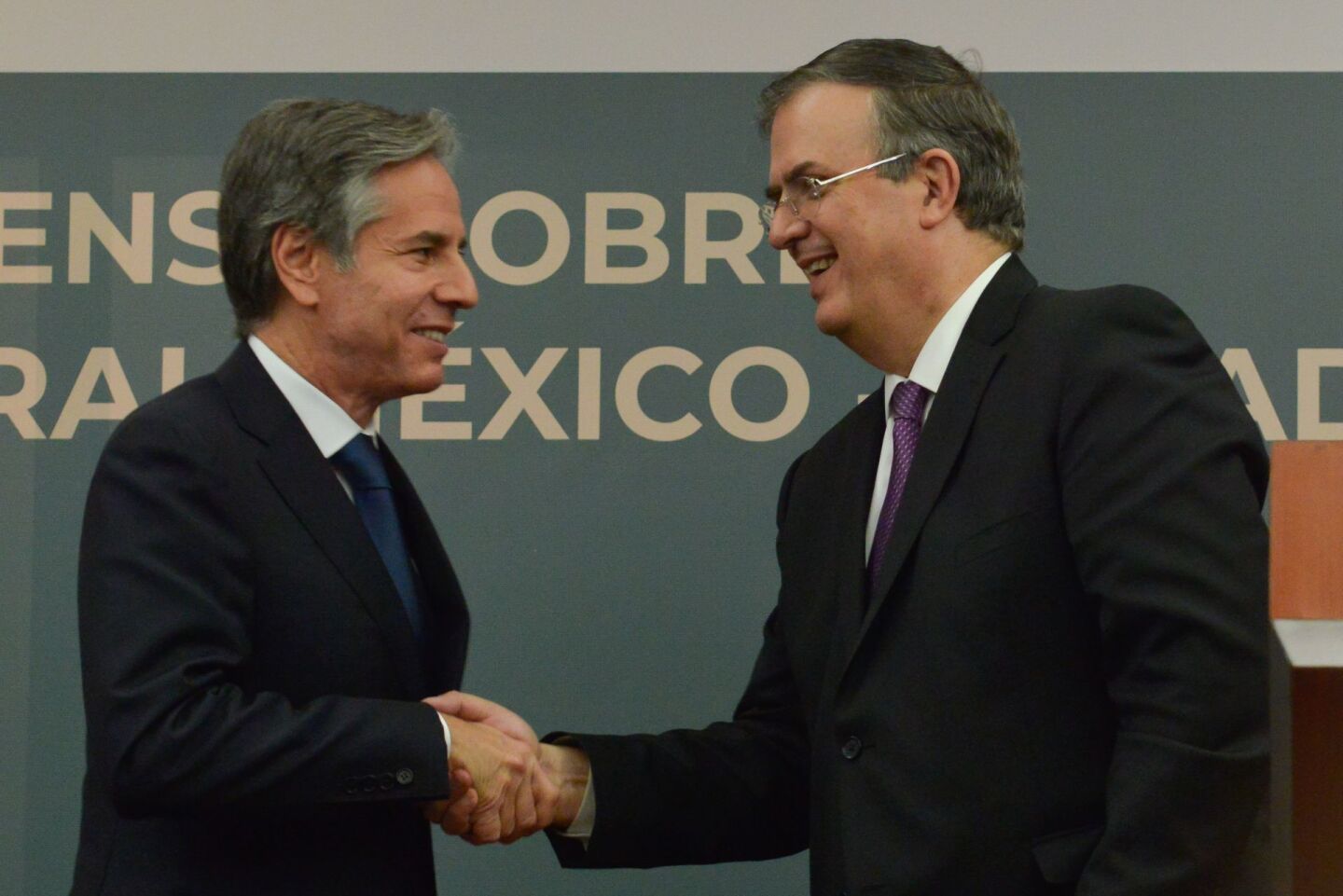 Antony Blinken, secretario de Estado de los Estados Unidos, y Marcelo Ebrard, secretario de Relaciones Exteriores, ofrecieron conferencia de prensa al finalizar la reunión "Diálogo de Alto Nivel de seguridad México-Estados Unidos".