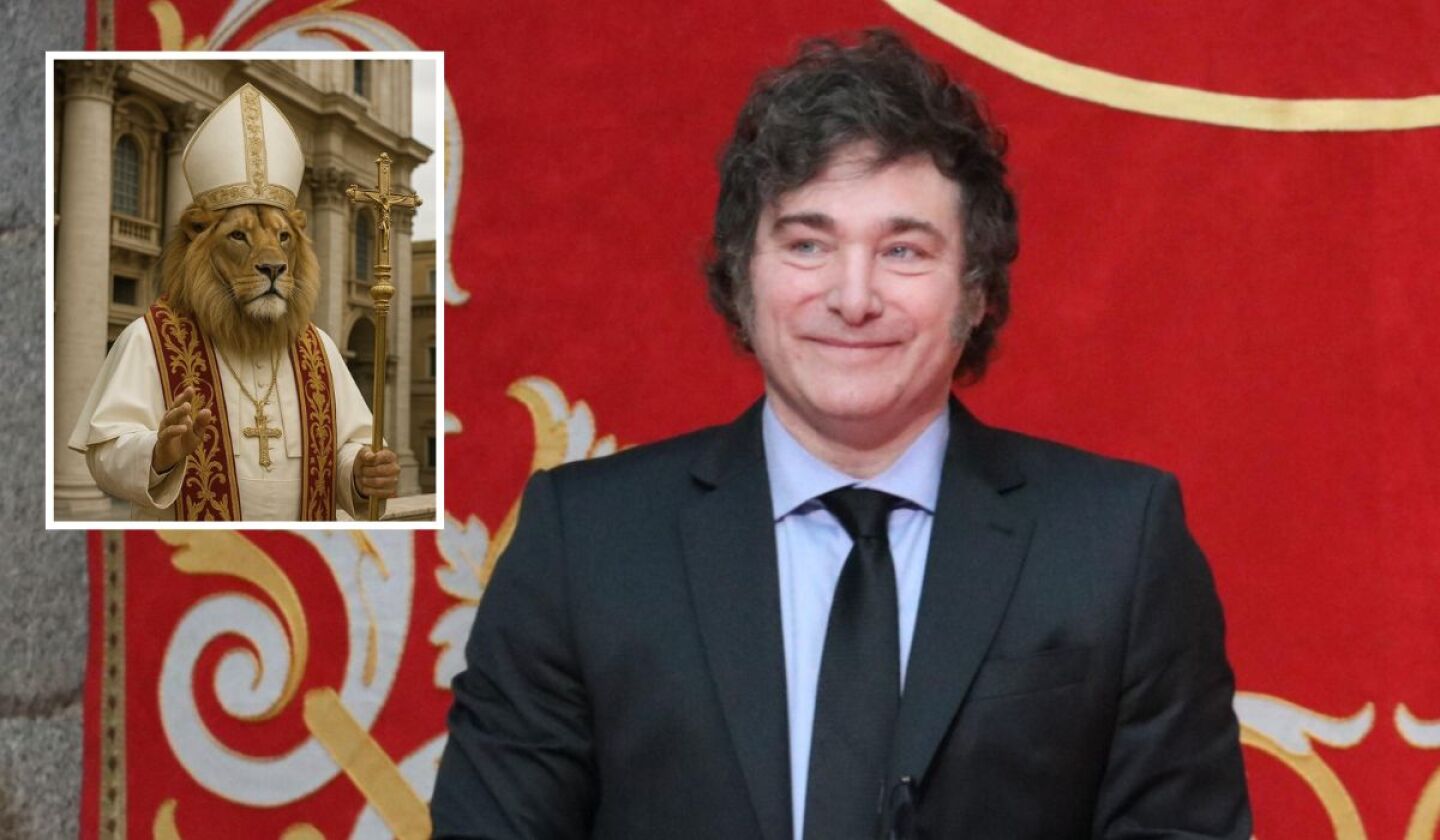 Milei - imágen IA de Papa León XIV