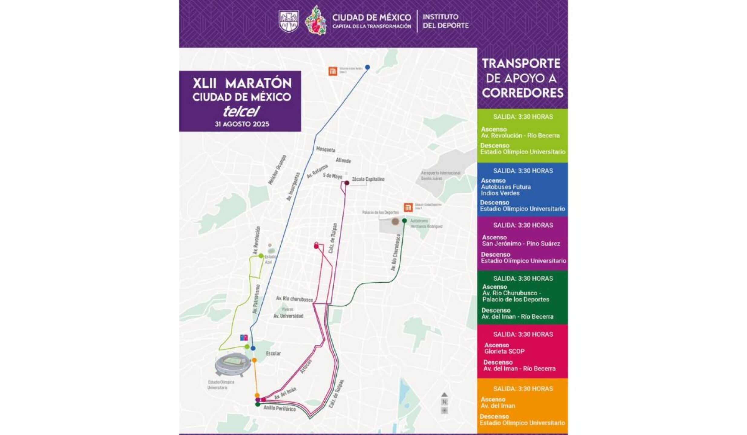 ruta del Maratón de la Ciudad de México Telcel 2025