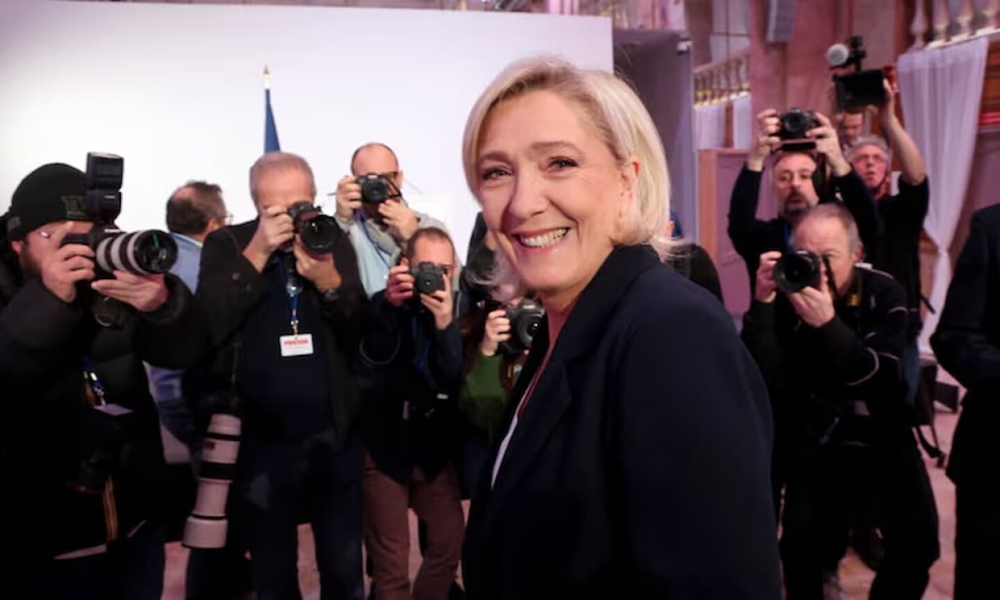 Marine Le Pen, presidenta de la Agrupación Nacional Francesa, en París la semana pasada. Foto: Alain Robert/Sipa/Rex/Shutterstock