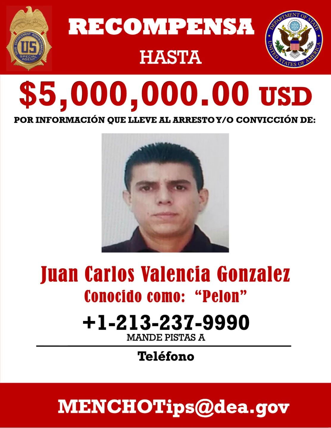 Juan Carlos Valencia González nuevo lider cjng hijastro el mencho recompensa 5 millones de dolares