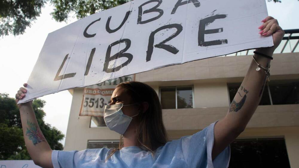 Protesta en la CDMX por la situación en Cuba