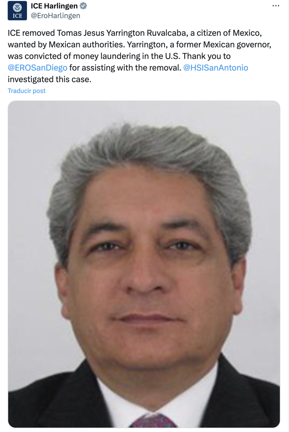 Tomás Jesús Yarrington Ruvalcaba, exgobernador de Tamaulipas.