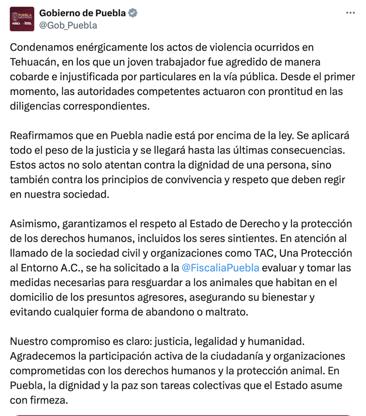 comunicado de Puebla