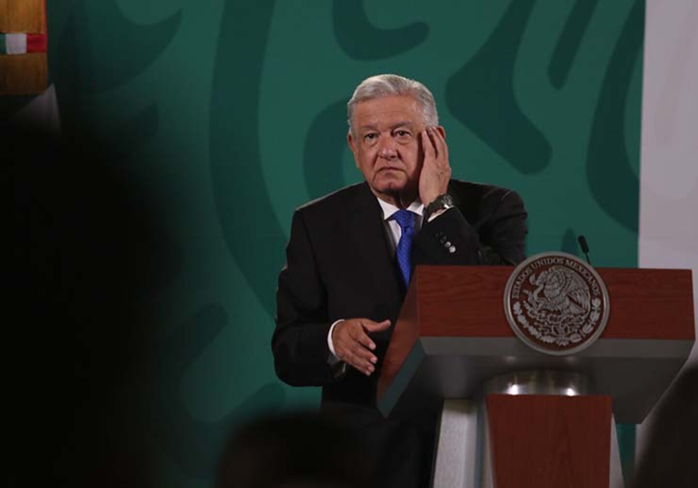 Andrés Manuel López Obrador, presidente de México durante la conferencia matutina en Palacio Nacional.