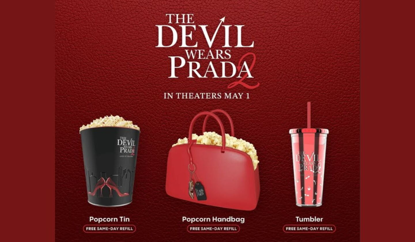 El Diablo Viste a la Moda 2 revela su icónica palomera, vasos y charm ...