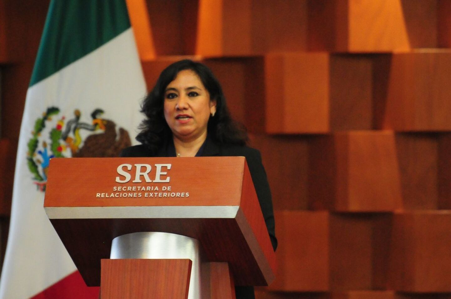 Irma Eréndira Sandoval, titular de la SFP, durante su participación en el evento.