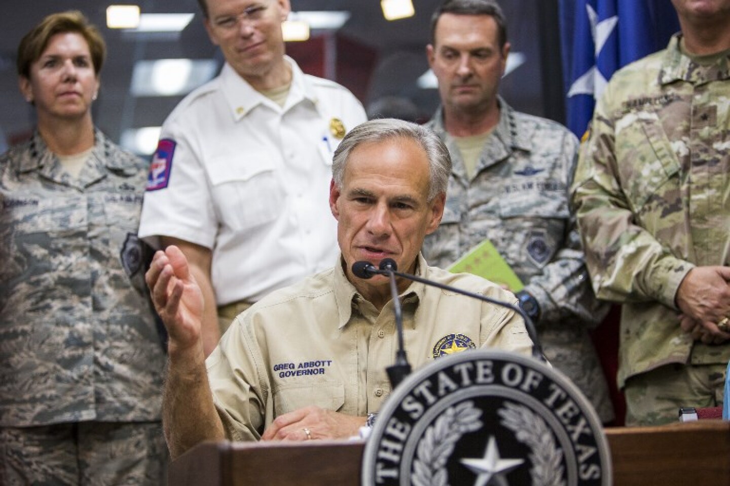 Texas Governor Abbott Holds News Conference To Update On Hurricane Harvey