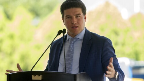 Samuel García, gobernador con licencia de Nuevo León, en un evento público