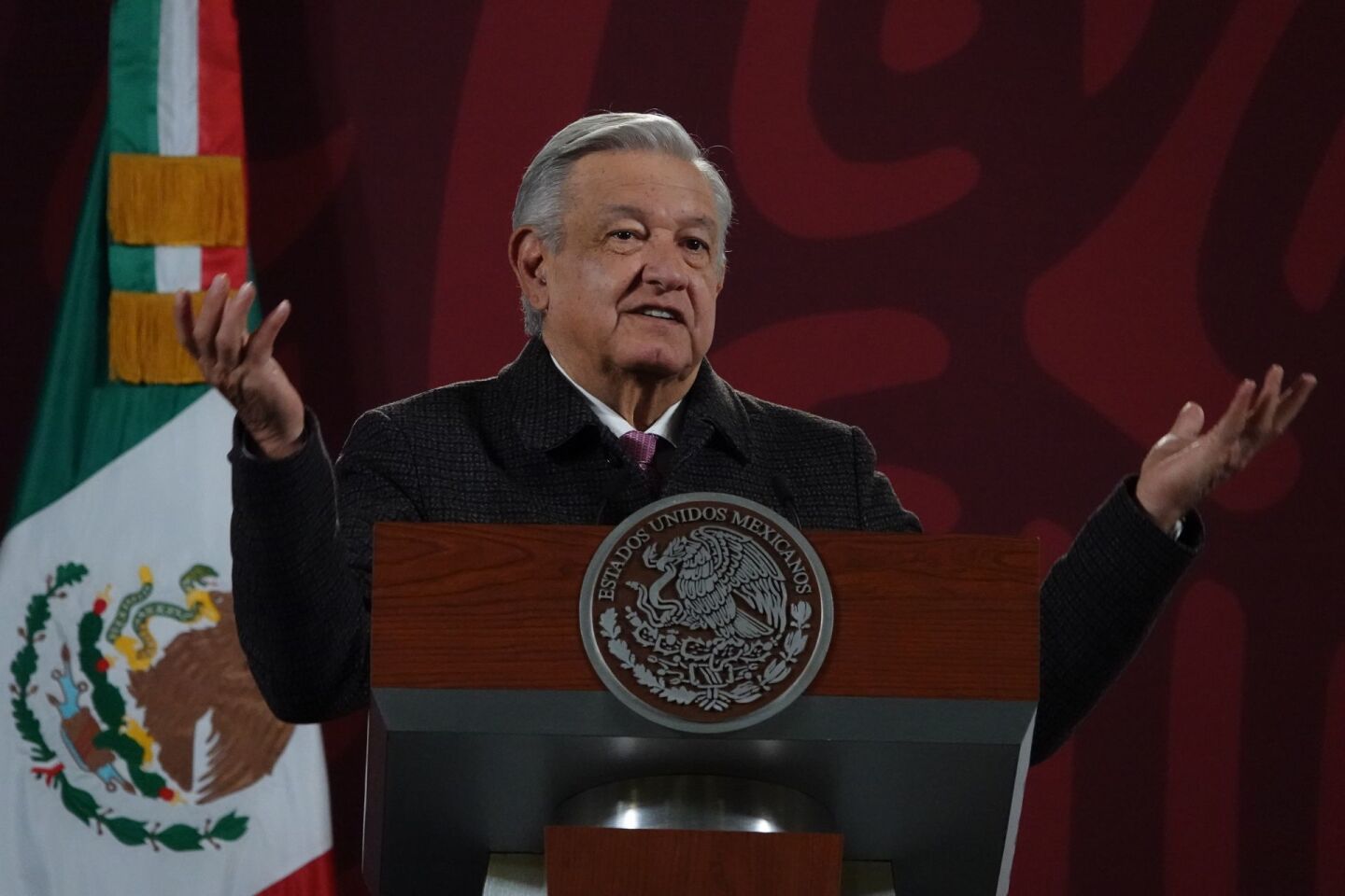 Andrés Manuel López Obrador durante la conferencia de prensa matutina desde Palacio Nacional.