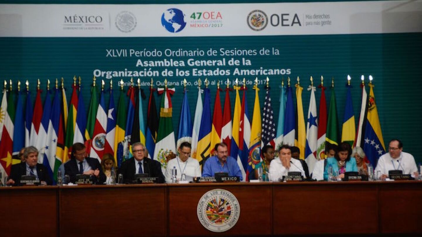 CANCÚN, QUINTANA ROO, 21JUNIO2017.- Se llevó a cabo la tercera reunión de cancilleres en el marco del XLVll Periodo Ordinario de Sesiones de la Asamblea General de la Organización de los Estados Americanos.FOTO: ELIZABETH RUIZ /CUARTOSCURO.COM