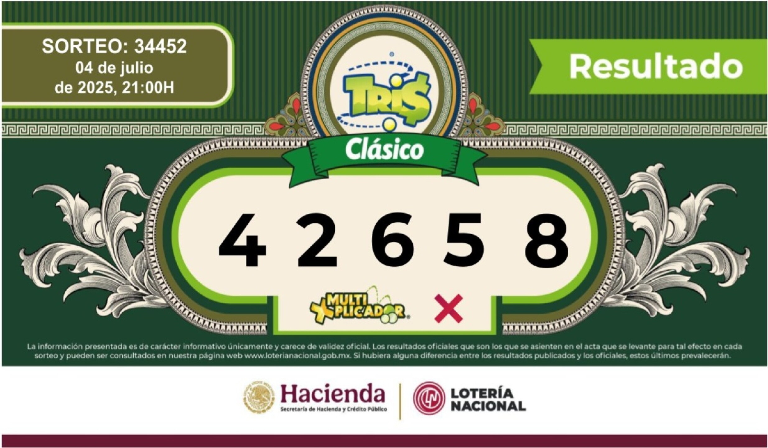 Sorteo Resultados Sorteo Tris: números ganadores de hoy viernes 4 de julio de 2025