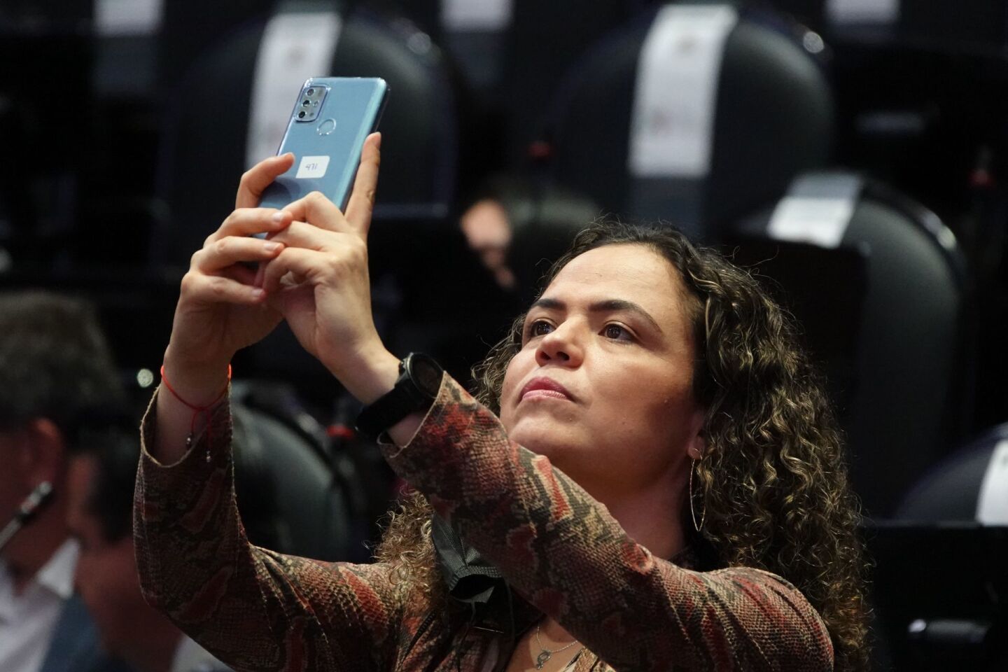 La diputada panista Mariana Gómez del Campo durante la sesión ordinaria en San Lázaro