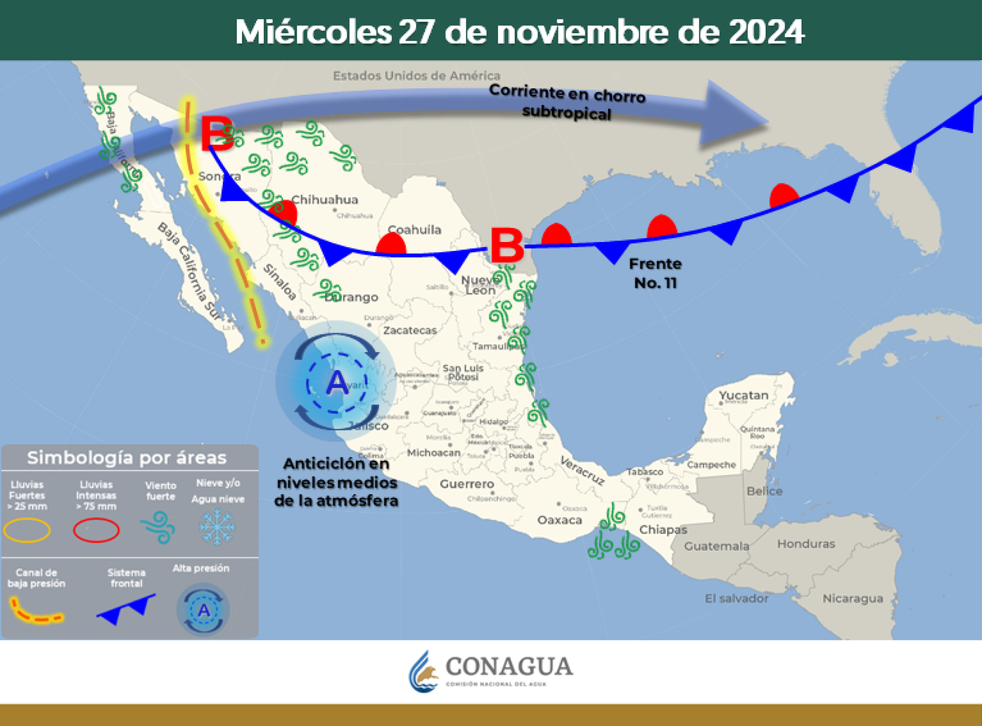 Pronóstico miércoles 27 noviembre