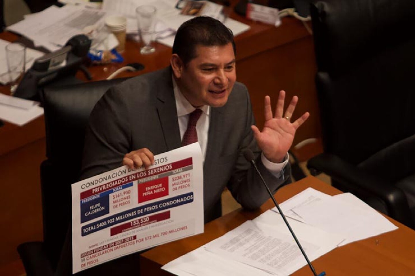 CIUDAD DE MÉXICO, 03OCTUBRE2019.- El senador del grupo parlamentario Morena, Alejandro Armenta Mier, durante  la Sesión Ordinaria del Senado de la República.FOTO: ANDRE MURCIA /CUARTOSCURO.COM