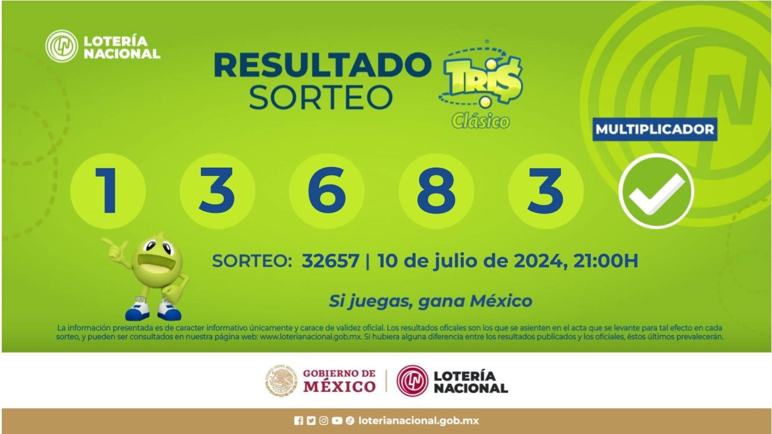 Sorteo Resultados Sorteo Tris: números ganadores de hoy 10 de julio de 2024