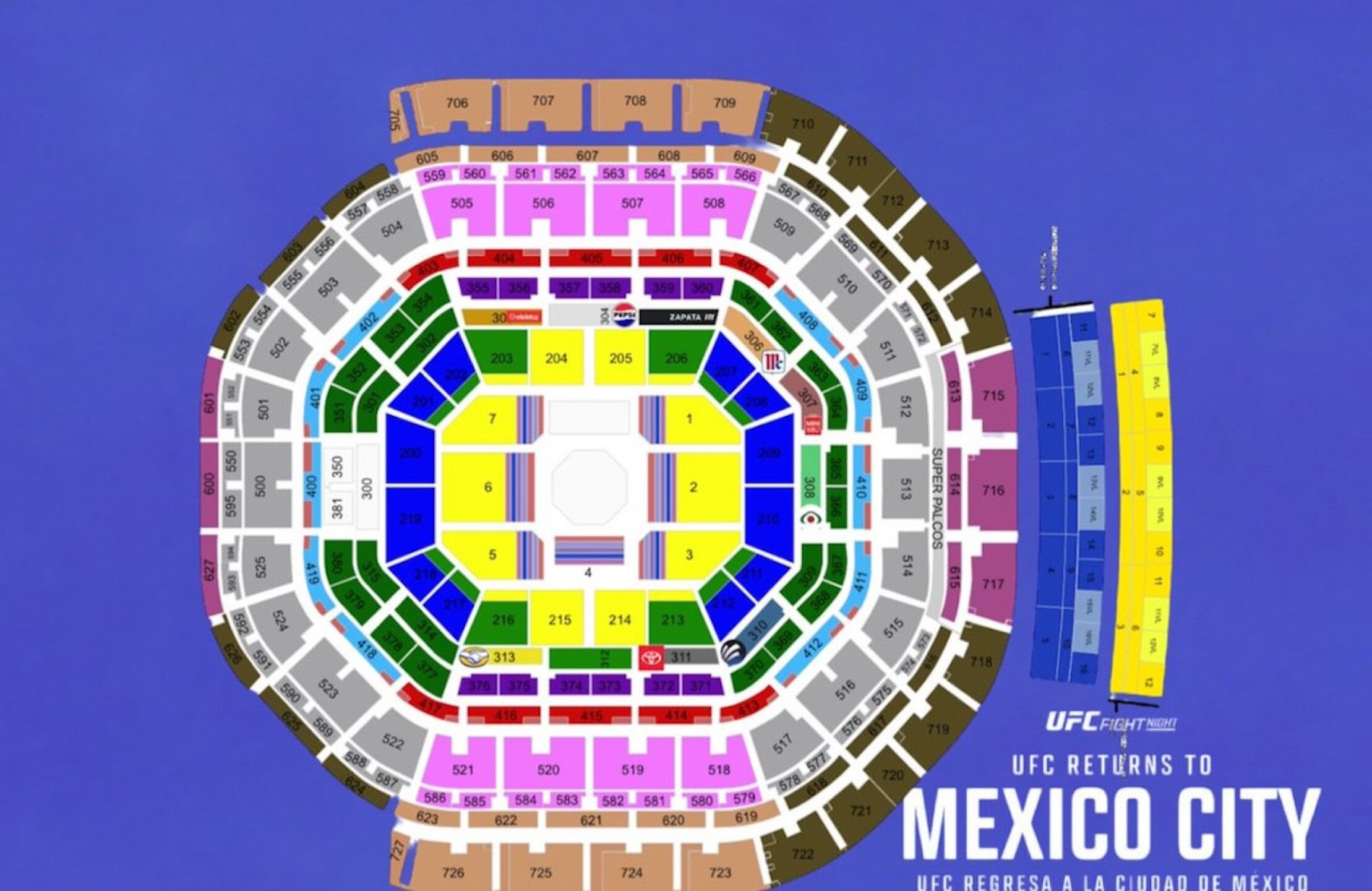 mapa arena cdmx ufc mexico 2025