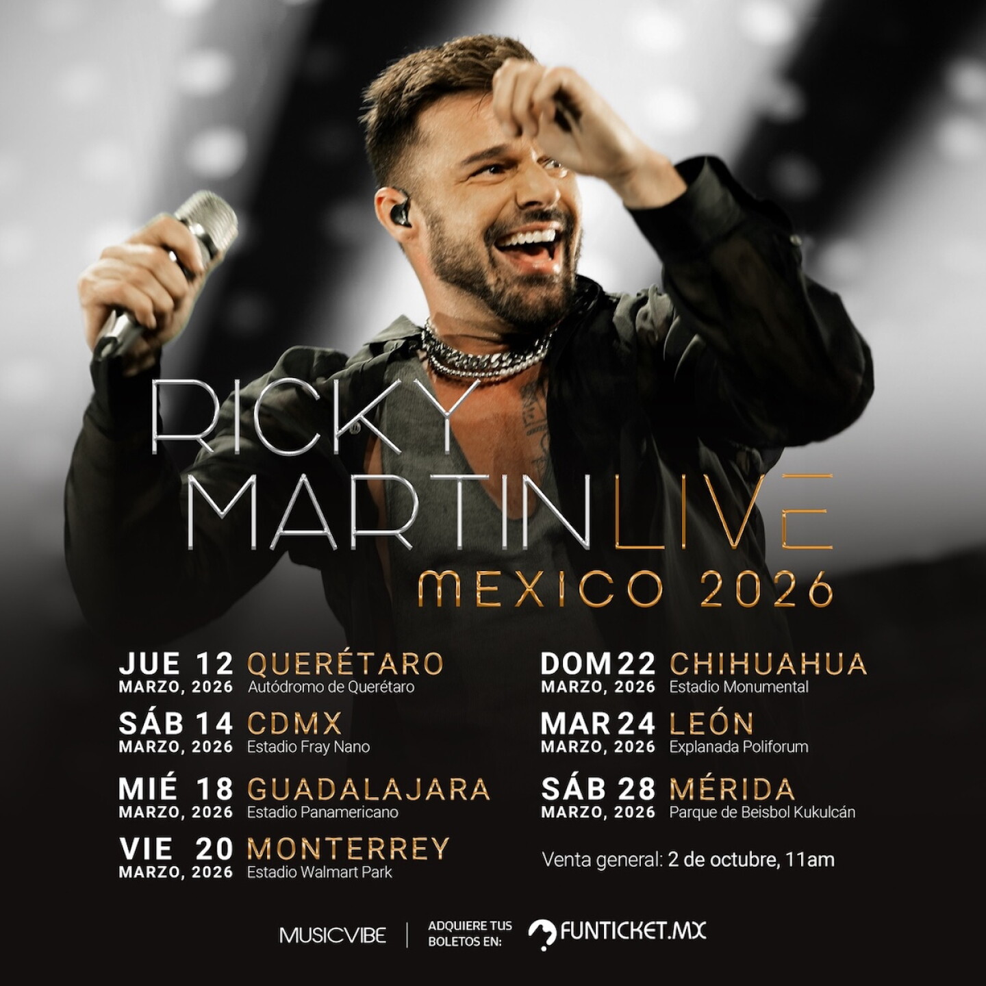 Ricky Martin en CDMX 2026: precios de boletos en Funticket para el ...