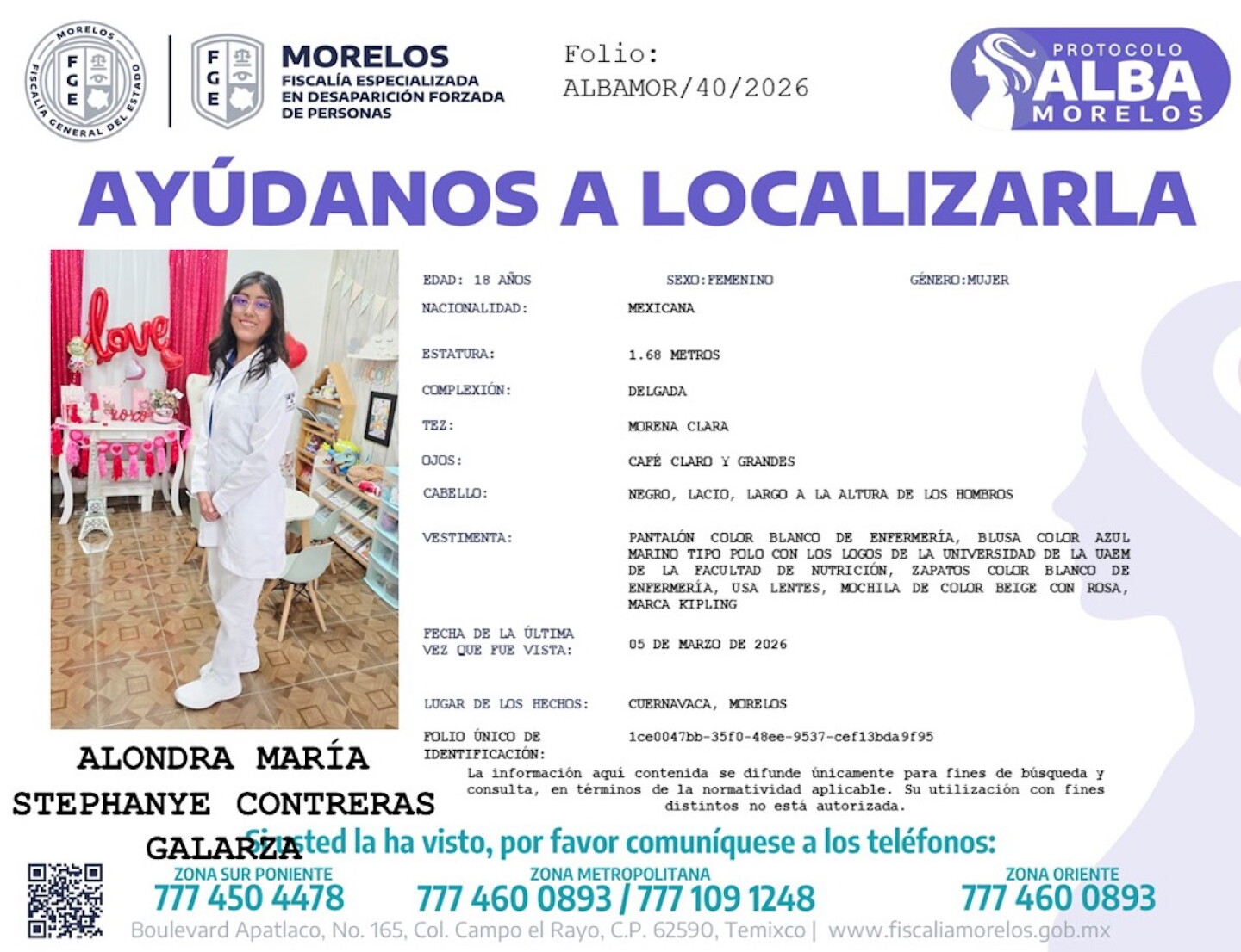 Contraes Localizan a Stephanye Contreras, estudiante de la UAEM reportada como ...