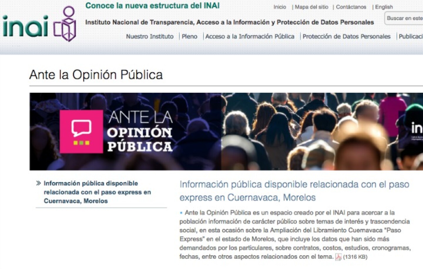 Inai micrositio info Paso Exprés