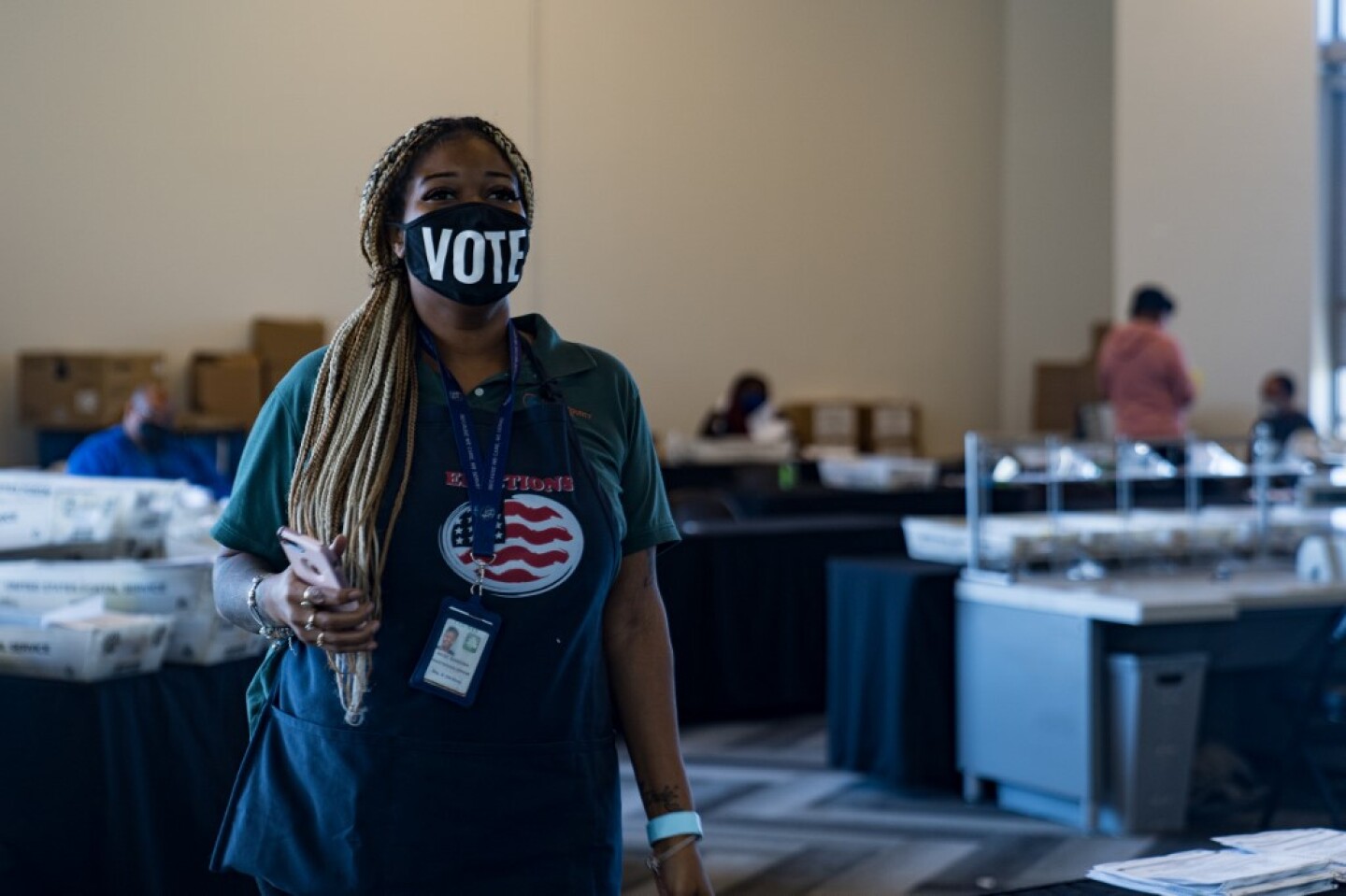 Fulton County Officials Process Absentee Ballots In Atlanta's State Farm Arena