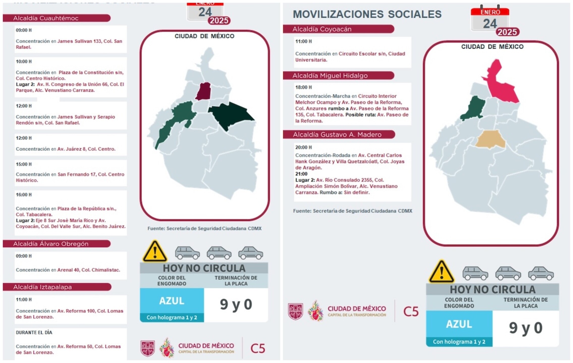 Marchas y movilizaciones del 24 de enero de 2025