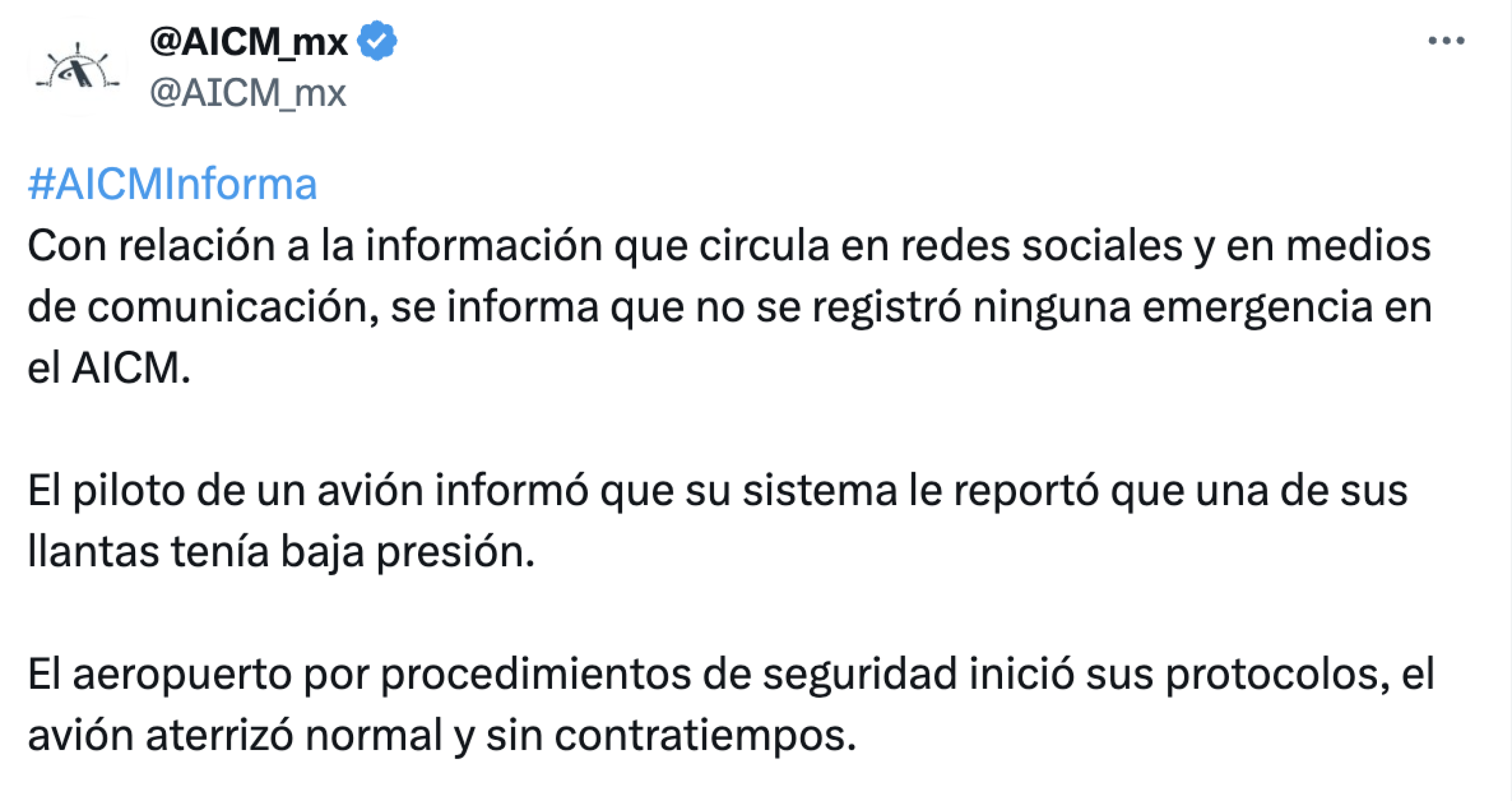 Comunicado del AICM