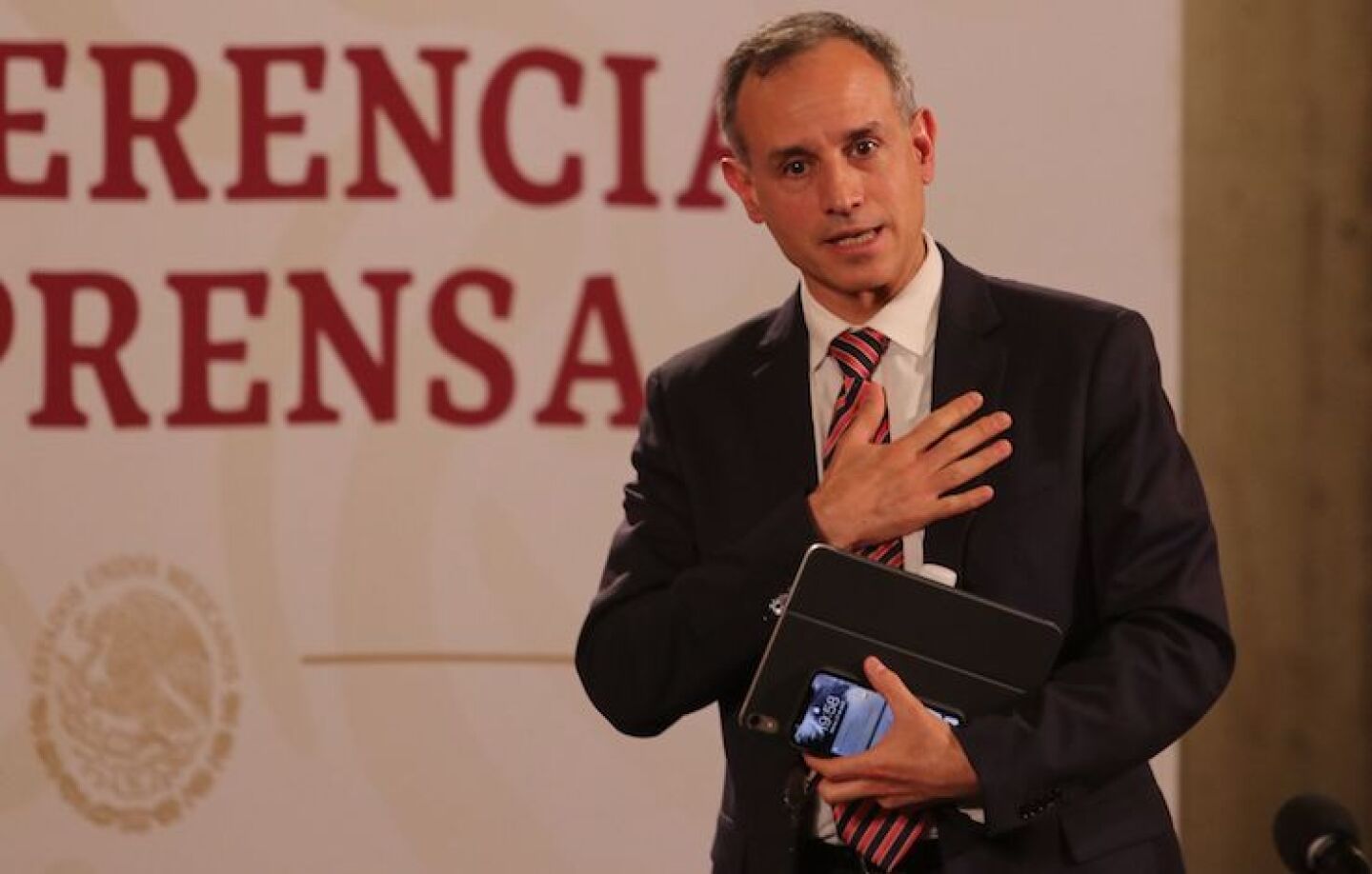 Hugo López-Gatell, subsecretario de la Secretaría de Salud, durante la conferencia sobre el Covid-19 en Palacio Nacional.