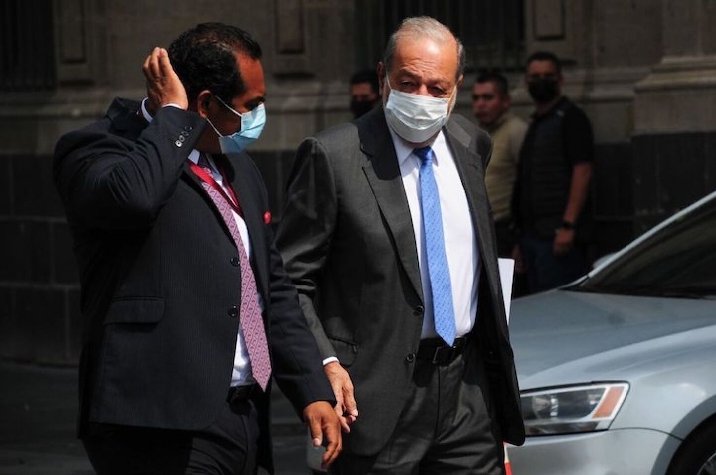 Carlos Slim a su llegada a Palacio Nacional.