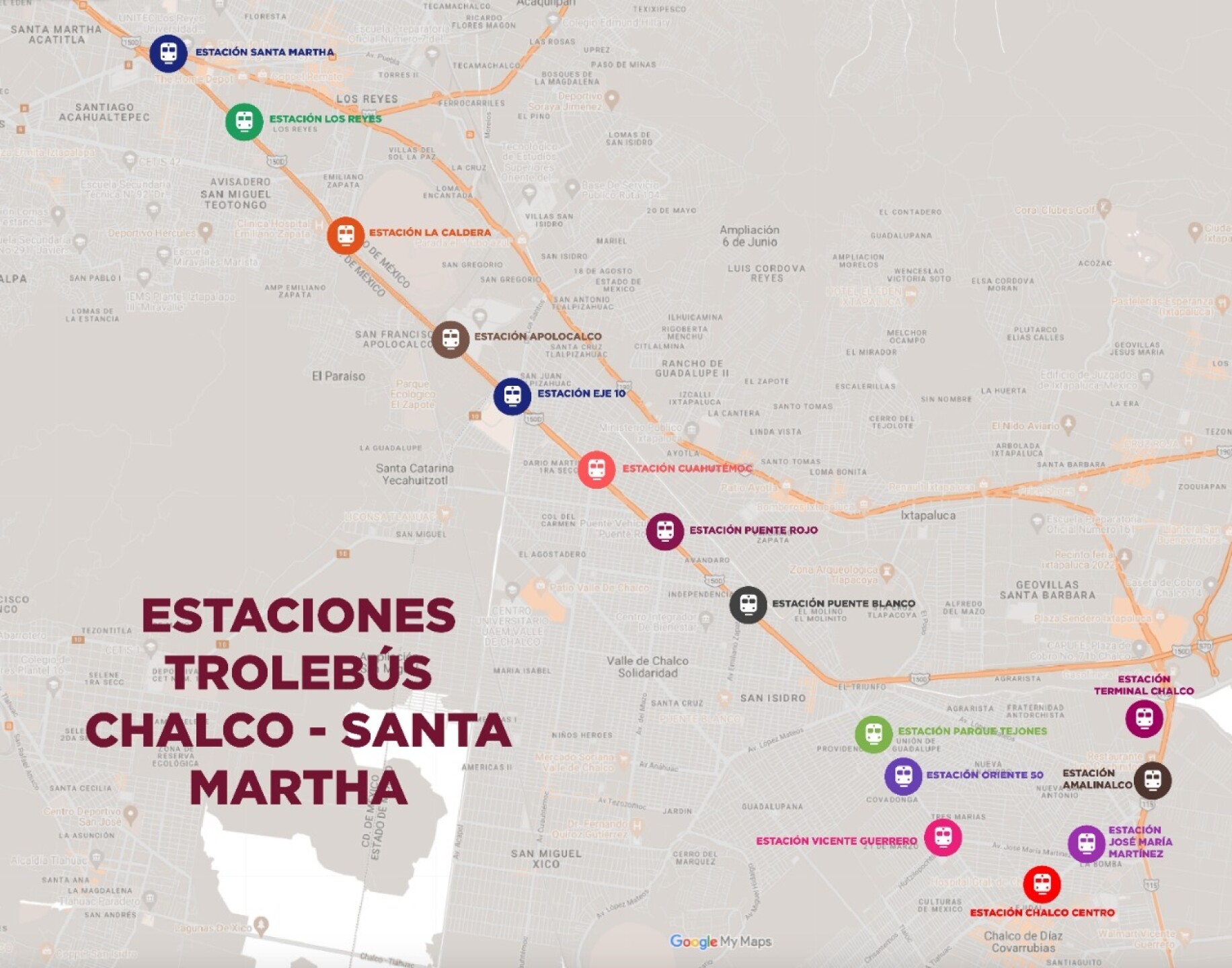 Estaciones del Trolebús Chalco-Santa Martha