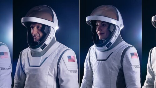 omposición de cuatro fotografías cedidas por SpaceX donde aparecen los cuatro miembros de la tripulación de la misión Polaris Dawn