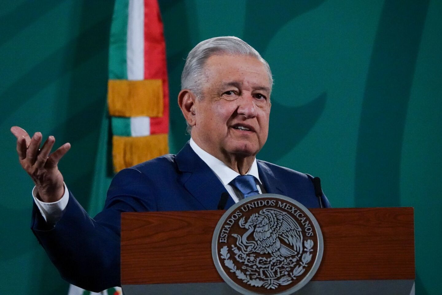 Andrés Manuel López Obrador durante la conferencia matutina en Palacio Nacional