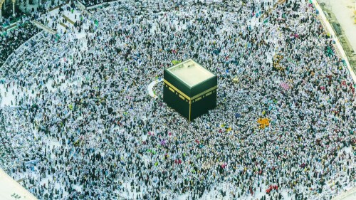 La peregrinación islámica Anual del Hajj a La Meca, Arabia Saudita, la ciudad más sagrada para los musulmanes hach